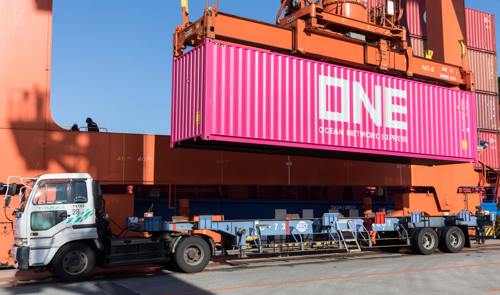 ONE Container Loaded onto Truck